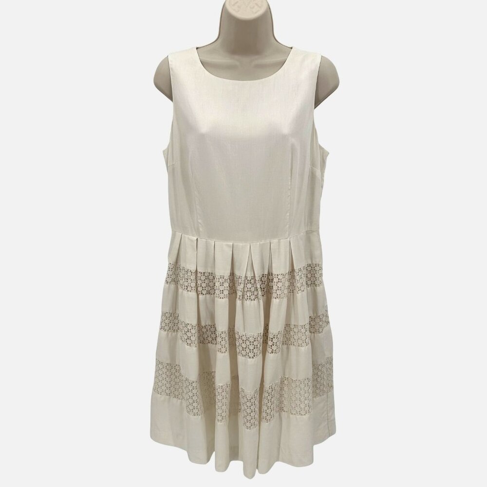 Ann Taylor Womens Ivory Lined Lace Panel Skirt Sleeveless Dress Size 12P